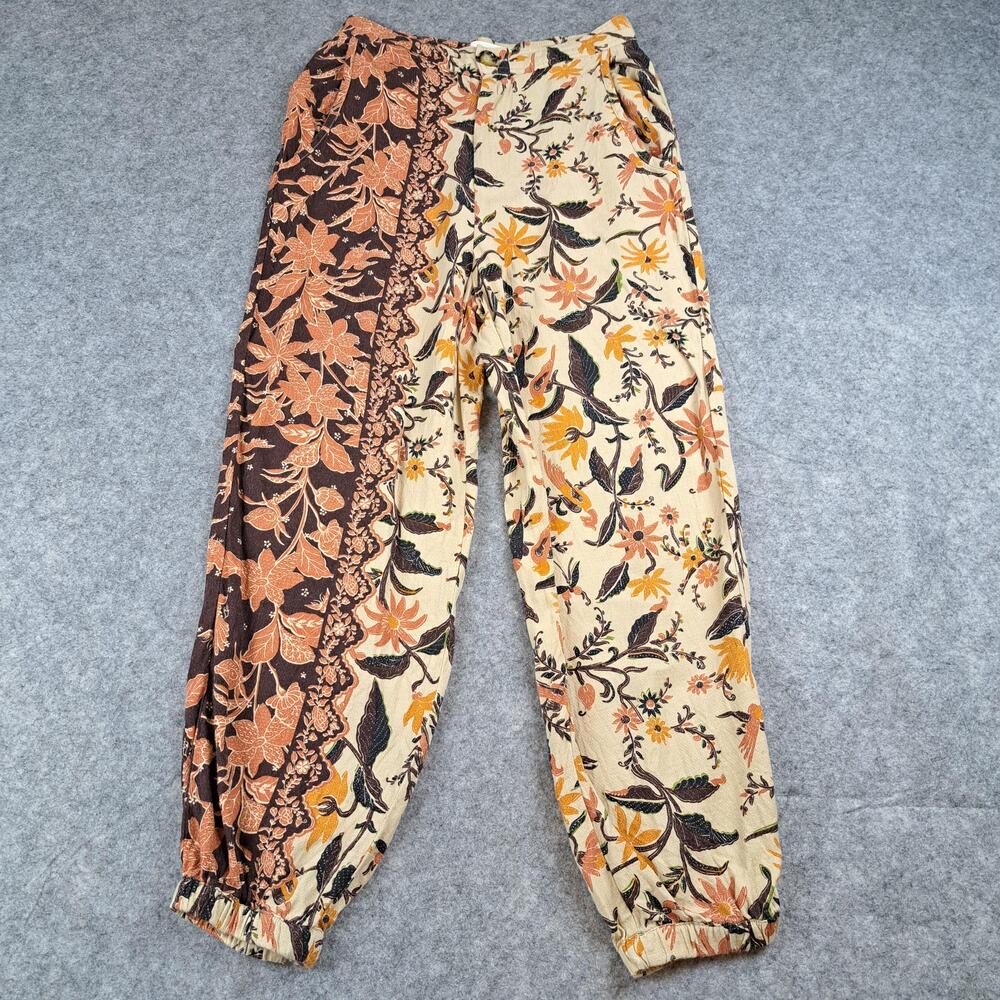 Anthropologie Pants Womens 2 Brown Floral Jogger Pull On Boho High Waisted